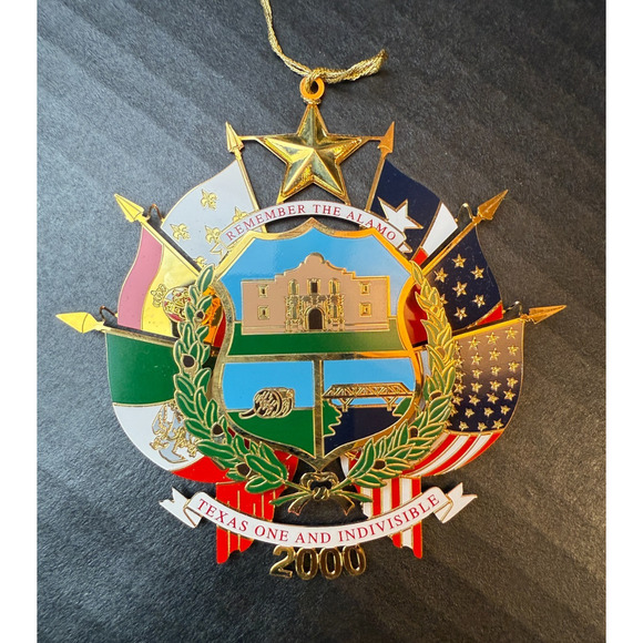 2000 Texas Capitol Ornament Reverse Of State Remember the Alamo Christmas - Picture 4 of 6